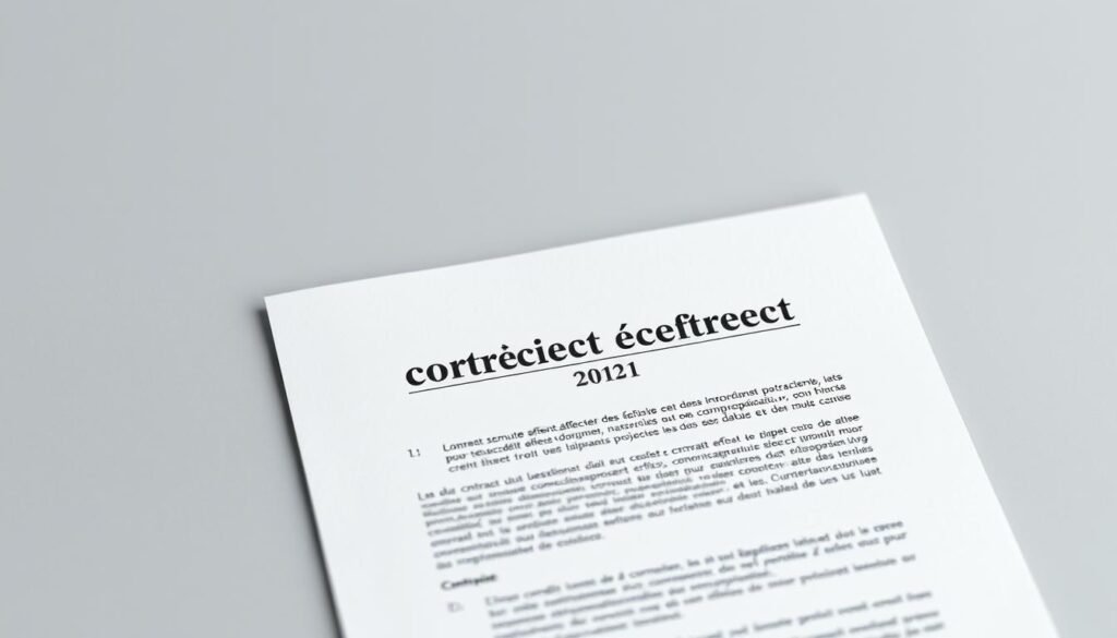 a highly detailed and photorealistic image of a legal contract for a "contrat crédit affecté" or "earmarked credit contract" against a muted, neutral background. The contract should be shown in the foreground, with crisp, clean lines and clearly legible text. The lighting should be soft and even, creating a sense of professionalism and seriousness. The composition should be centered and symmetrical, with the contract occupying a significant portion of the frame. The overall tone should convey a sense of formality and authority, reflecting the legal and financial nature of the subject matter.