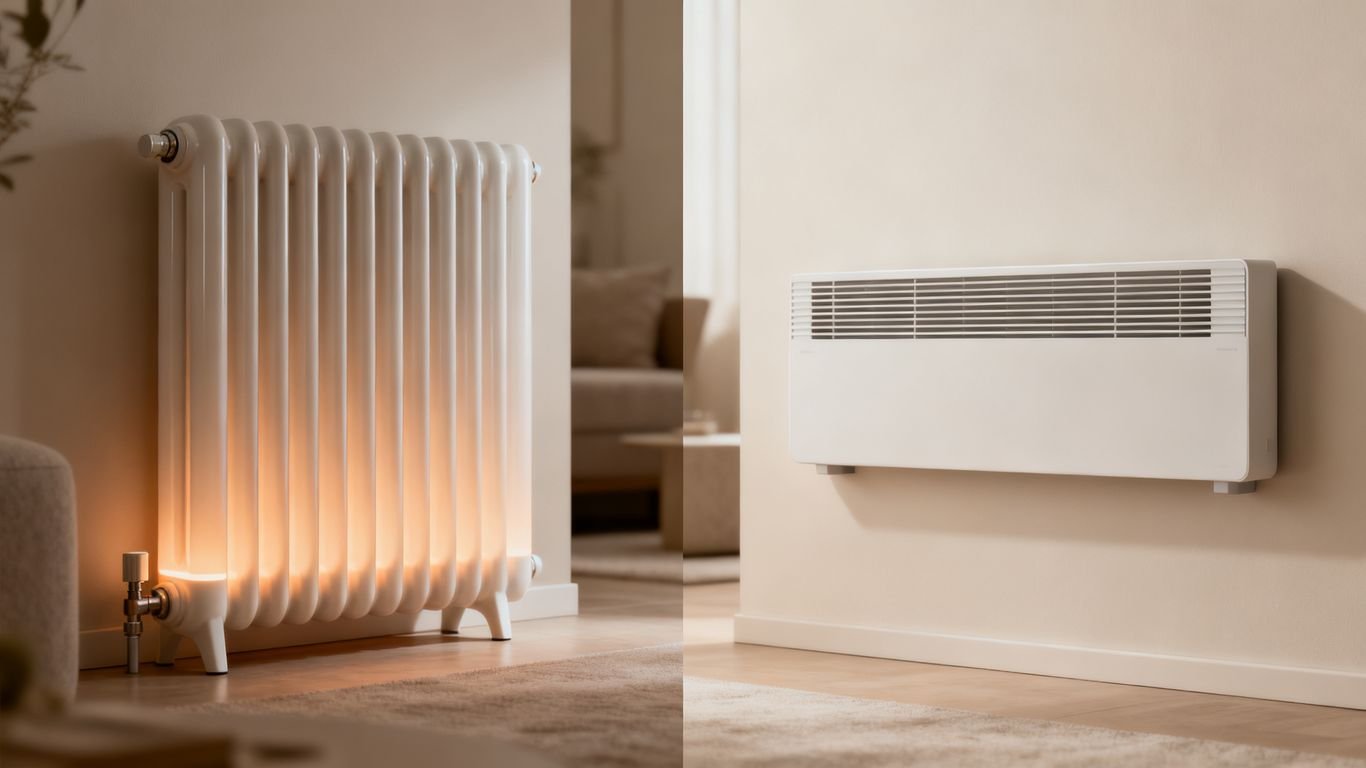 Radiateur à fluide caloporteur comparé à un panneau rayonnant
